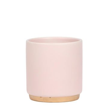 Kolibri Home | Gold foot pink bloempot - Roze keramieken sierpot met gouden rand - Ø9cm